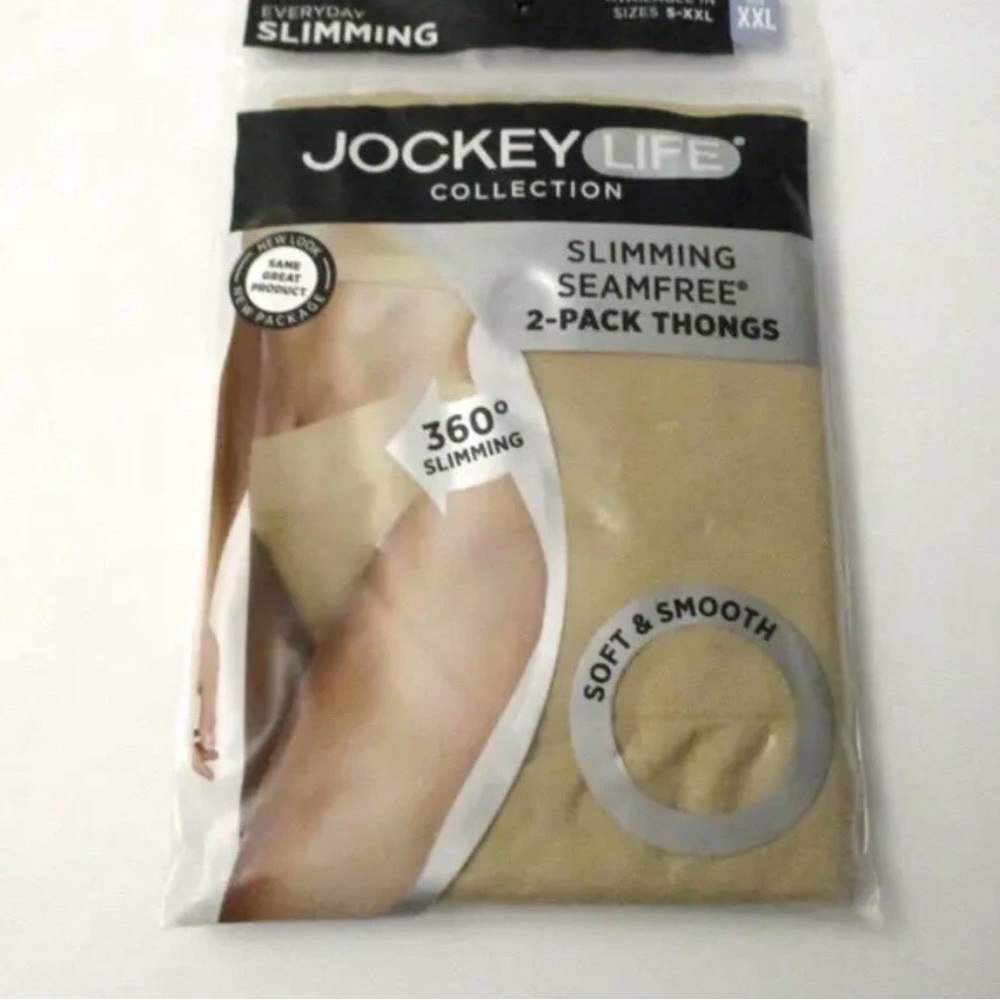 Jockey Life Collection Slimming Seamfree 2 Pack Thongs Shapewear Beige XXL NWT